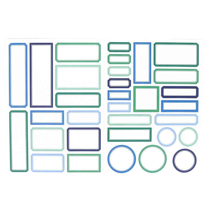 Cardstock Label Stickers - Blue, Navy, and Teal