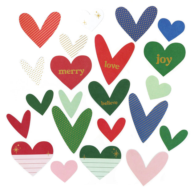 Christmas Cardstock Die Cut Hearts with Matte Gold Foil Elle's Studio