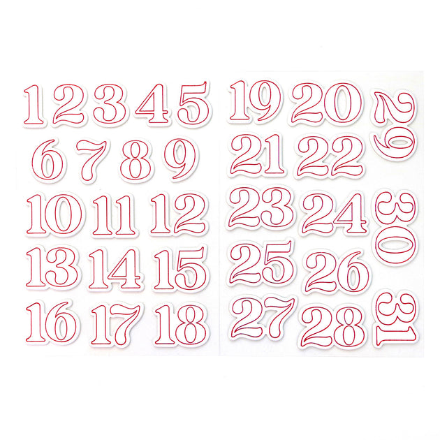 Christmas Red Foil Chipboard Number Stickers Elle's Studio