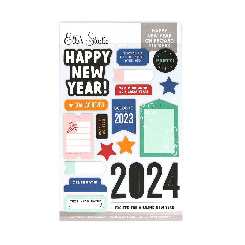 Happy New Year Chipboard Stickers