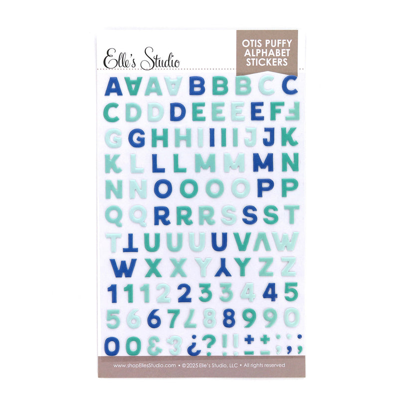 Puffy Otis Alphabet Stickers - Navy and Teal