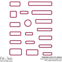 Printable Die Cut Labels - Burgundy