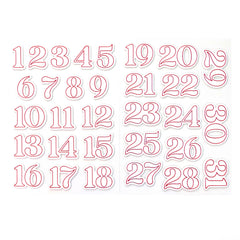 Christmas Red Foil Chipboard Number Stickers