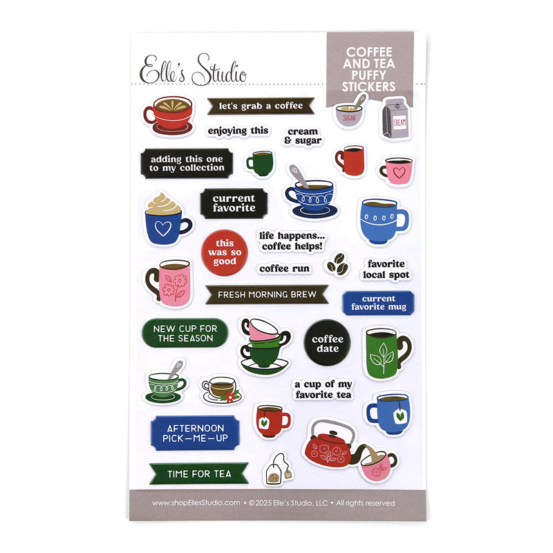Coffee and Tea Puffy Stickers