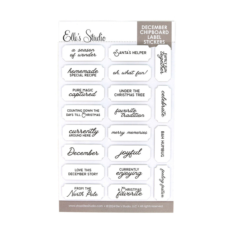 December Chipboard Label Stickers