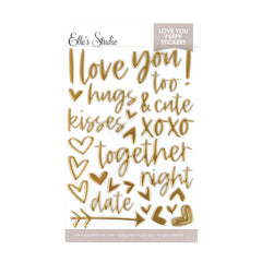 Gold Matte Love You Puffy Stickers
