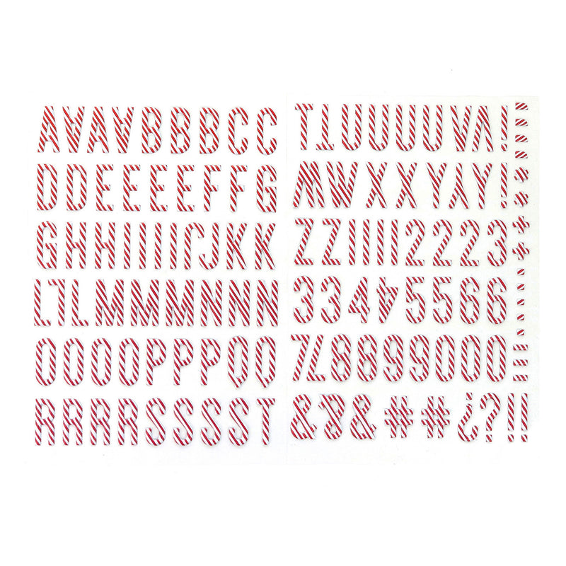 Large Candy Cane Puffy Alphabet Stickers