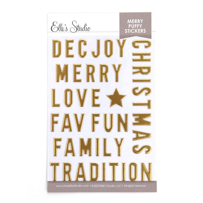 Merry Puffy Stickers - Matte Gold