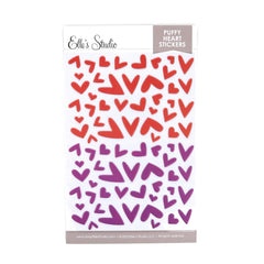 Puffy Heart Stickers - Fuchsia and Coral