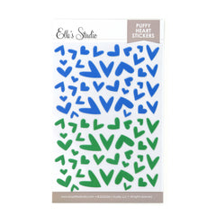 Puffy Heart Stickers - Blue and Green