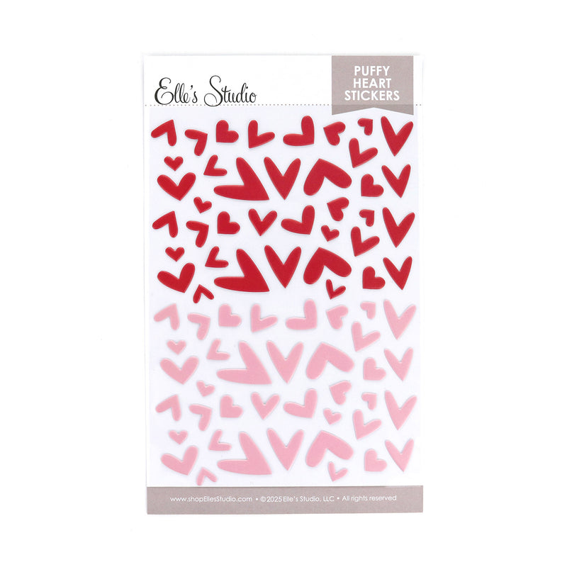 Puffy Heart Stickers - Red and Pink