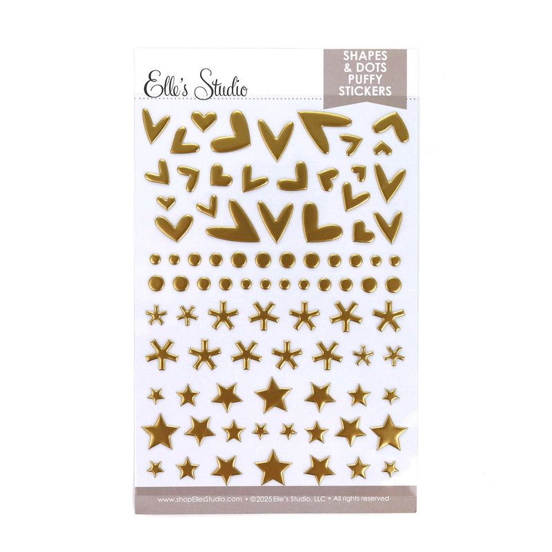 Shapes and Dots Puffy Stickers - Matte Gold Foil