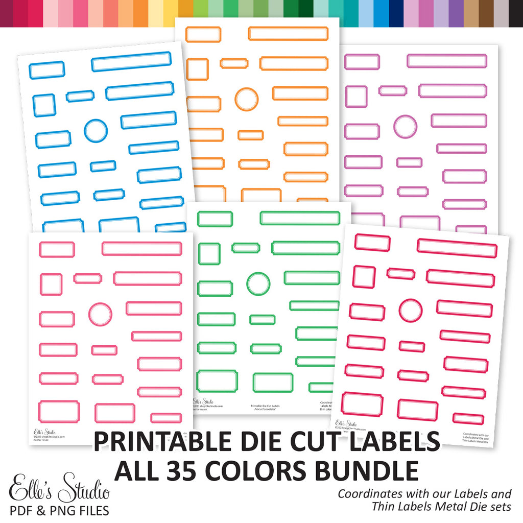 Die Label Printable Die Cut Labels - 35 colors BUNDLE | Elle's Studio