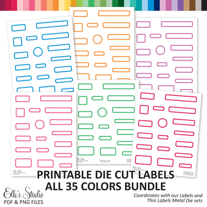 Die Color Design Printable Die Cut Labels - 35 colors BUNDLE | Elle's Studio