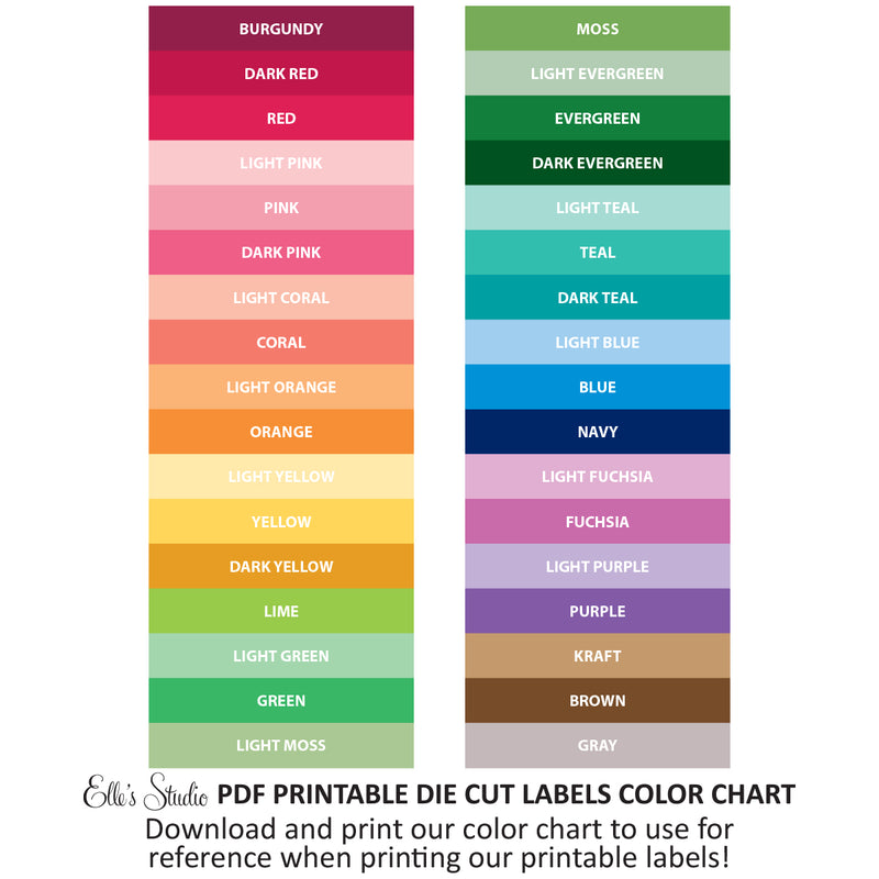 Printable Die Cut Labels - Color Chart | Elle's Studio