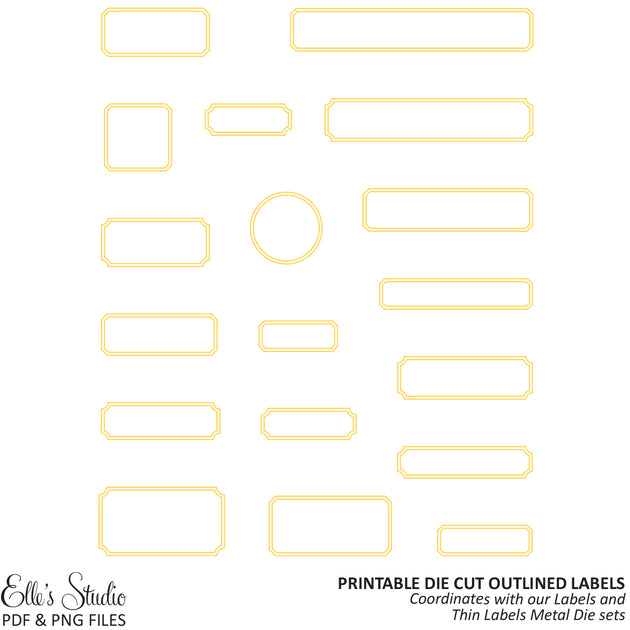 Printable Die Cut Outlined Labels - Yellow | Elle's Studio