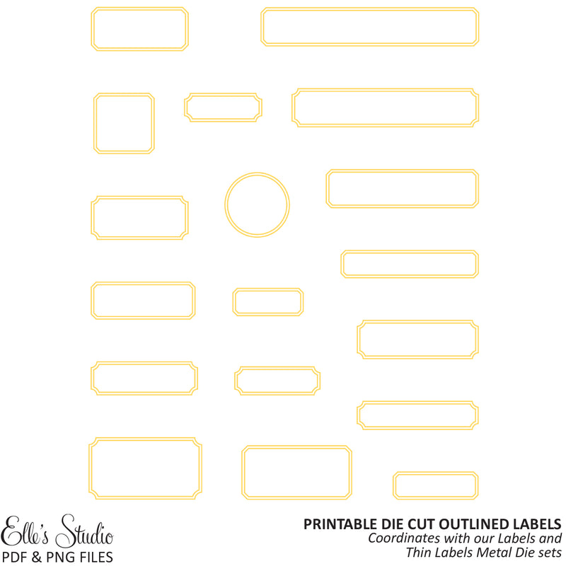 Printable Die Cut Outlined Labels - Yellow | Elle's Studio