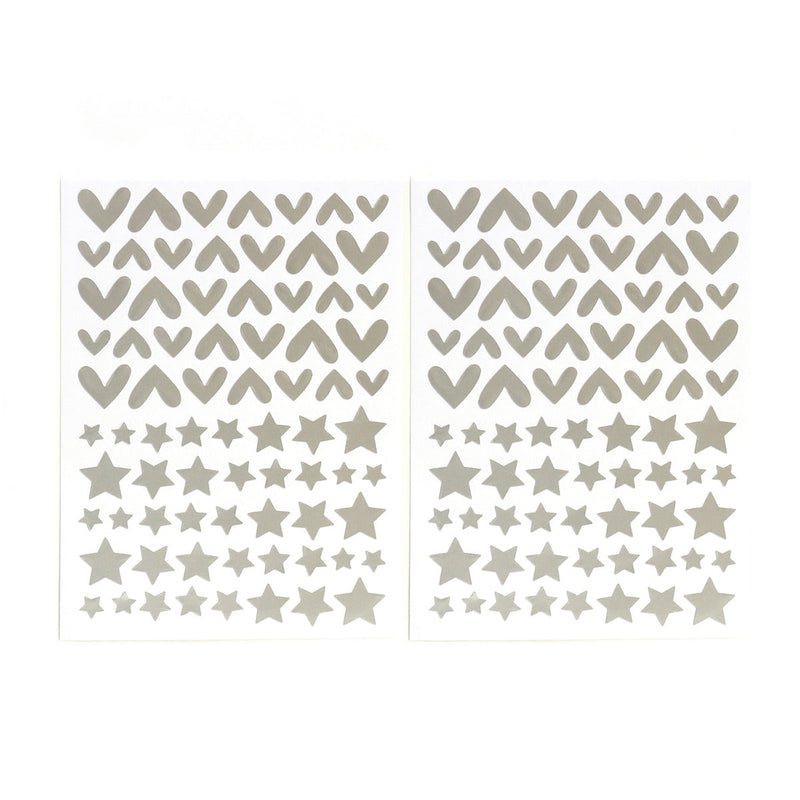 Matte Silver Heart and Star Cardstock Stickers