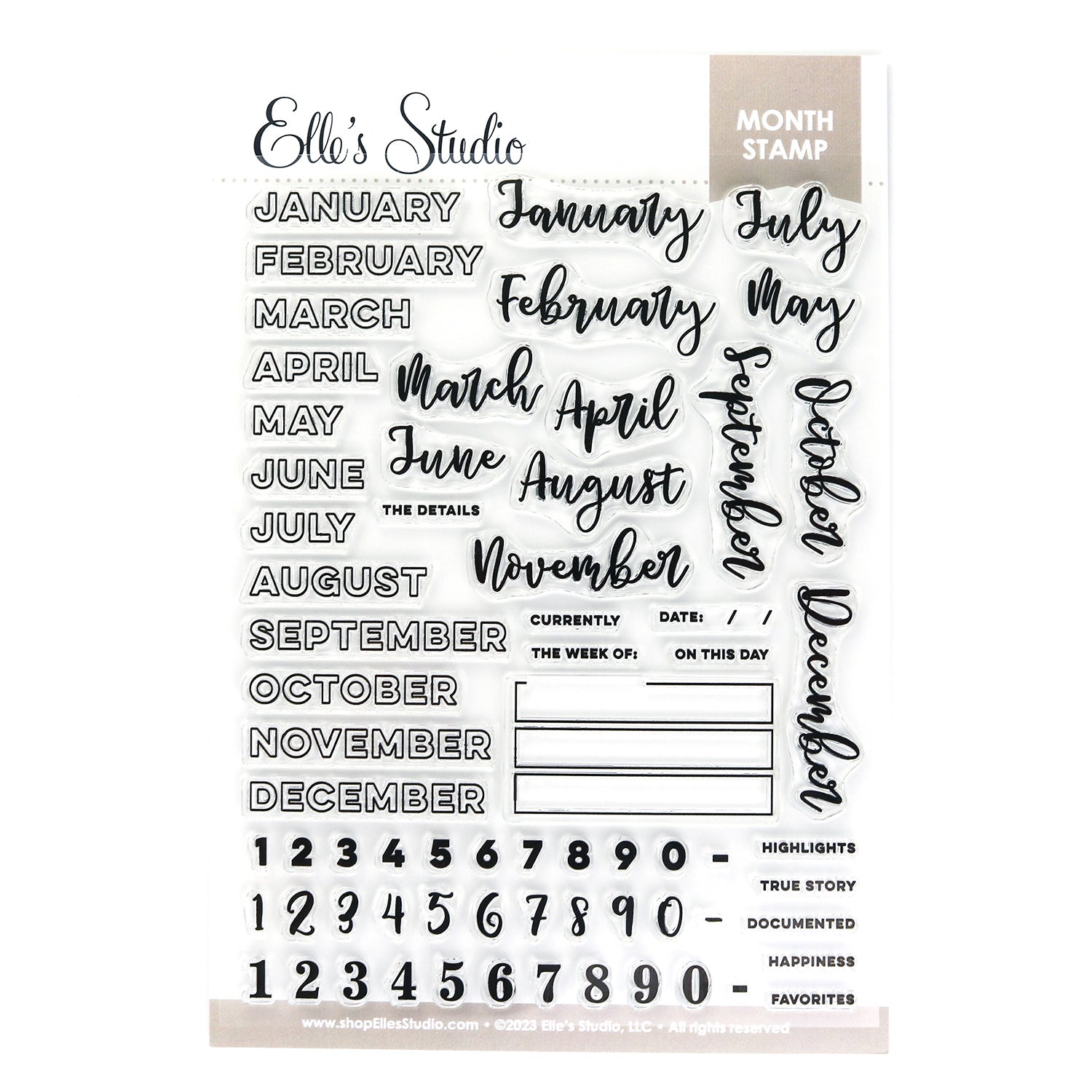 Bullet Journal Date Stamps, Clear Planner Stamps, Months Year