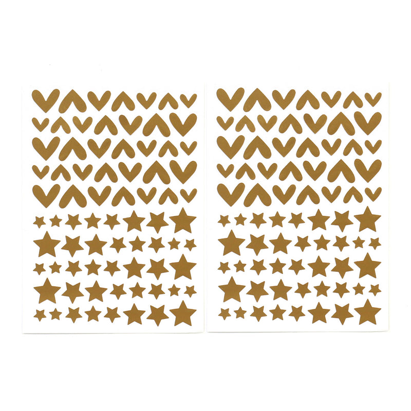 Matte Gold Heart and Star Cardstock Stickers