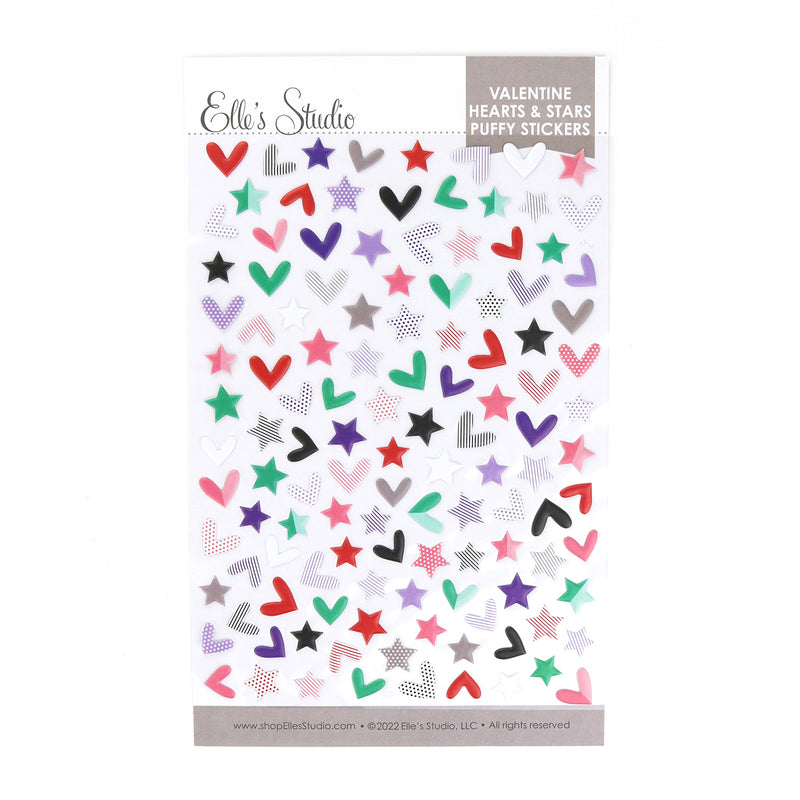 Tiny Valentine Hearts and Stars Puffy Stickers