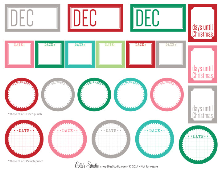 December Date Labels - Printables